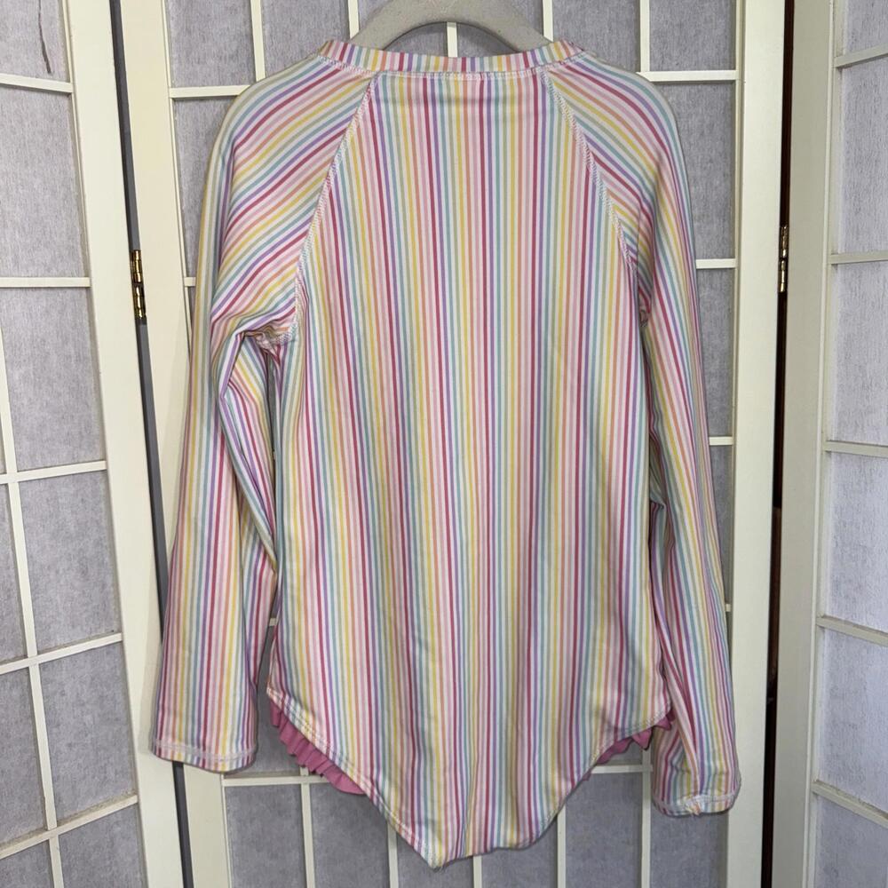 Ruffle‎ Butts Pink Striped Preppy Designer 1 Piece Bathing Suit SwimSuit Size 8 - Picture 2 of 14